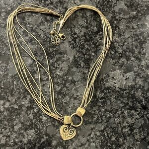 Elegant Vintage Sterling Silver Multi-Strand Heart Necklace 925